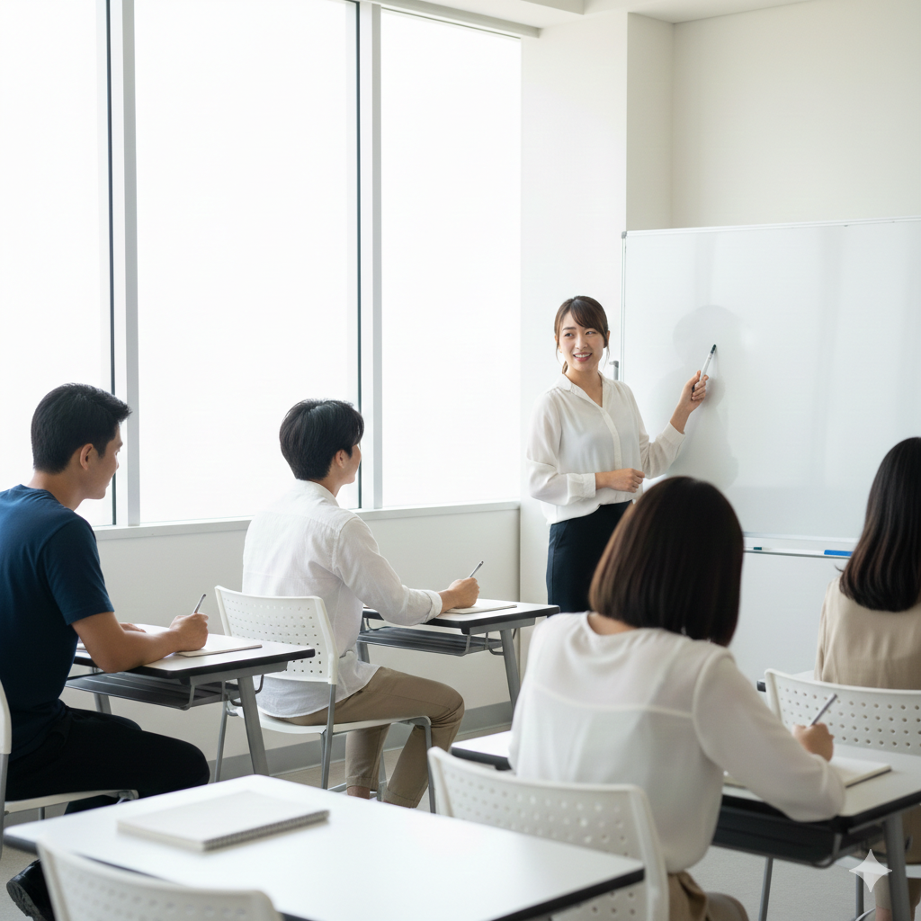 生徒に日本語教育を行っている風景